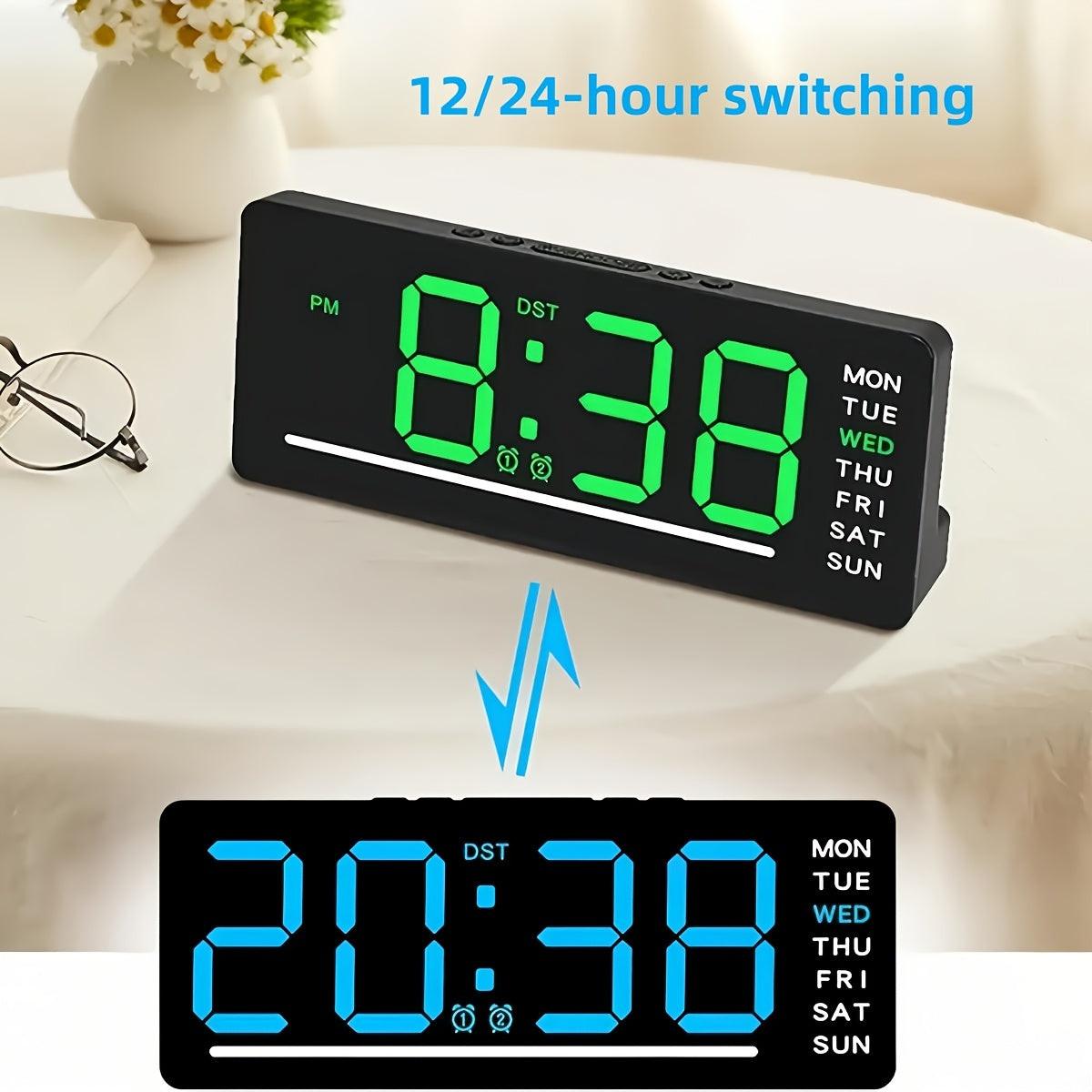 [Dual Alarm Clock] 1PCS Fashionable Large Digital Dual Alarm Clock with Mirror, Weekday Display, Snooze Function, Minimalist Design, USB-Powered Desk Clock for Living Room, Bedroom, Study, Office, Home Decor Art Piece - Buy online at  Vibe In Cart.