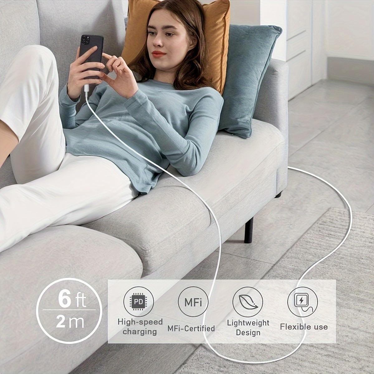 5pcs MFi Certified 6ft Lightning to USB Fast Charging Cables for iPhone 12/11 Pro/11/XS MAX/XR/8/7/6s/6/5S/SE and for iPad Pro Original - Buy online at  Vibe In Cart.