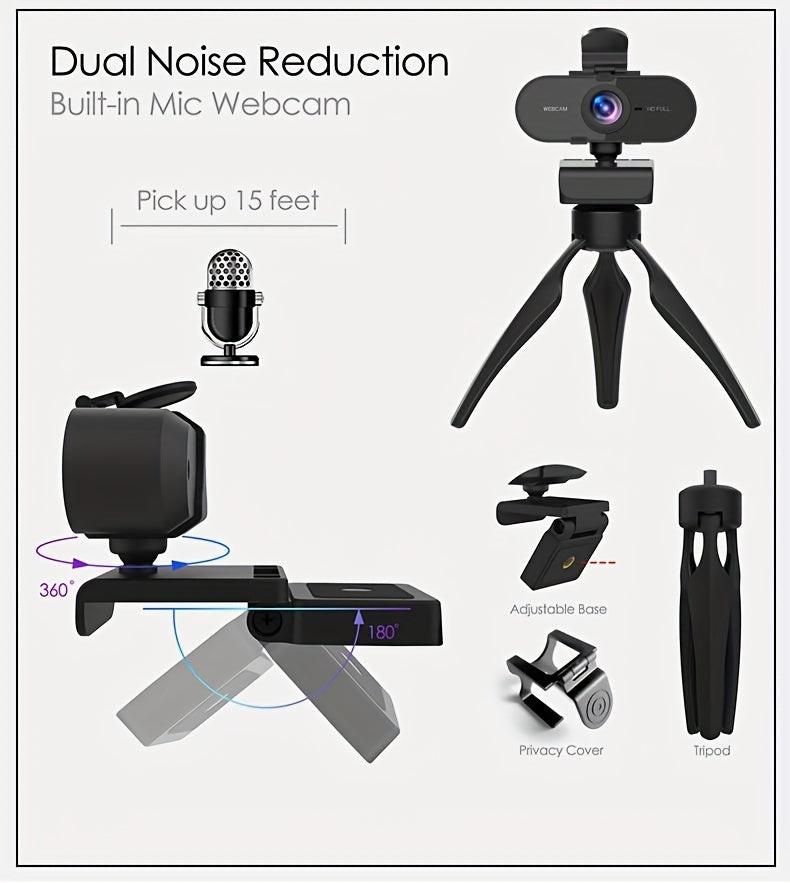 1080P Full HD Webcam with Built-In Microphone, Plug And Play, Privacy Cover, Stand, Suitable for Meetings, Game Streaming, Voice Calls, Online Classes, And Home Office Use, High-Definition Video, Easy Installation, Computer C - Buy online at  Vibe In Cart.