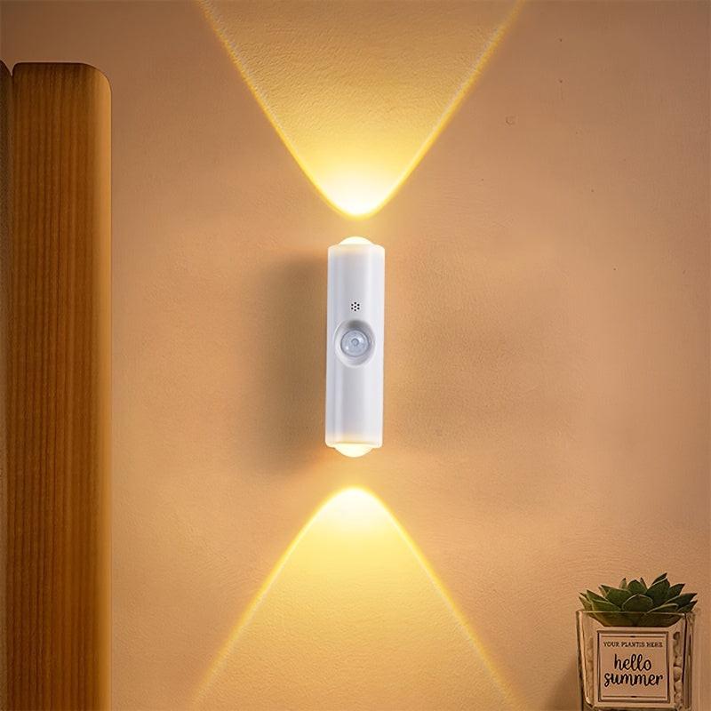 [USB Rechargeable LED] 1pc/2pcs/4pcs Motion Sensor Night Light, Magnetic Wall Light, Detachable Wall-Mounted Lighting with Lens, Up and Down Illumination, USB Rechargeable LED Light, Wireless Stair Light, Indoor Wooden Wall L - Buy online at  Vibe In Cart.