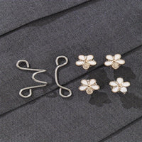 A Pair of Women'S White Floral Metal Fashion Decorative Waist Buttons, Adjustable And Removable, Perfect for Summer to Prevent Wardrobe Malfunctions, Suitable for Casual Wear And Gift Giving. - Buy online at  Vibe In Cart.