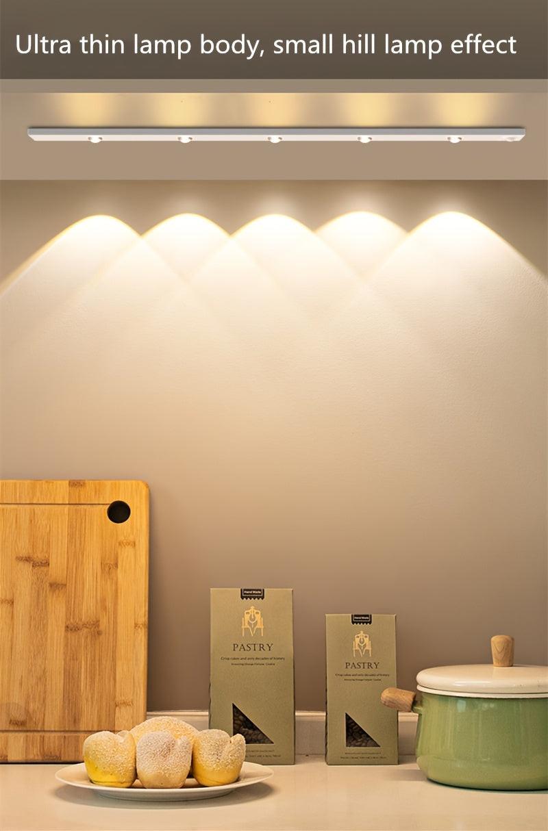 3 Color Dimmable Easy to Install USB Rechargeable Motion Sensor LED Strip Light - Wireless Plastic Lamp with Sunset Pattern for Kitchen, Wardrobe, Cabinet, Bedroom - Ceiling Mount, Lithium Battery Powered - Buy online at  Vibe In Cart.