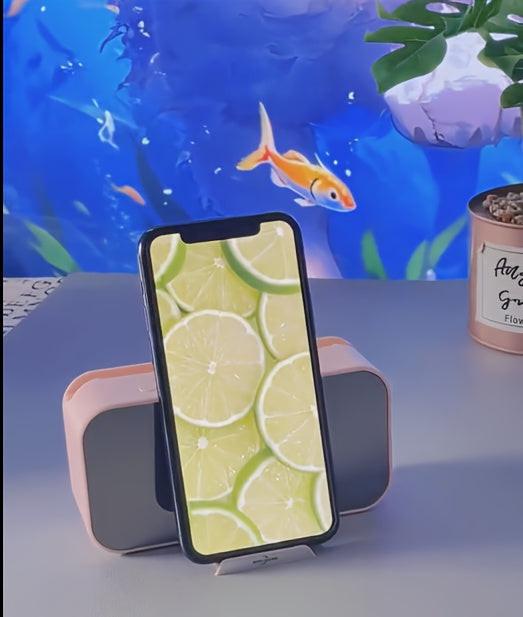 Portable Mini Wireless/FM Radio Speaker with Wireless Microphone, -Mode Mirror/Alarm Clock, Stereo Sound, & Loudspeaker Suitable for, Travel, Parties, Gifts - Buy online at  Vibe In Cart.