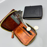 Men'S Faux Leather Zipper Wallet, Street Style, Black, Ultra Light, Retro Printed, USD Short Zipper Cross Border, with Grommets, Non-Braided Weaving, Hand Wash or Professional Dry Clean, for Friends, Husbands, Commuting, Busi - Buy online at  Vibe In Cart.