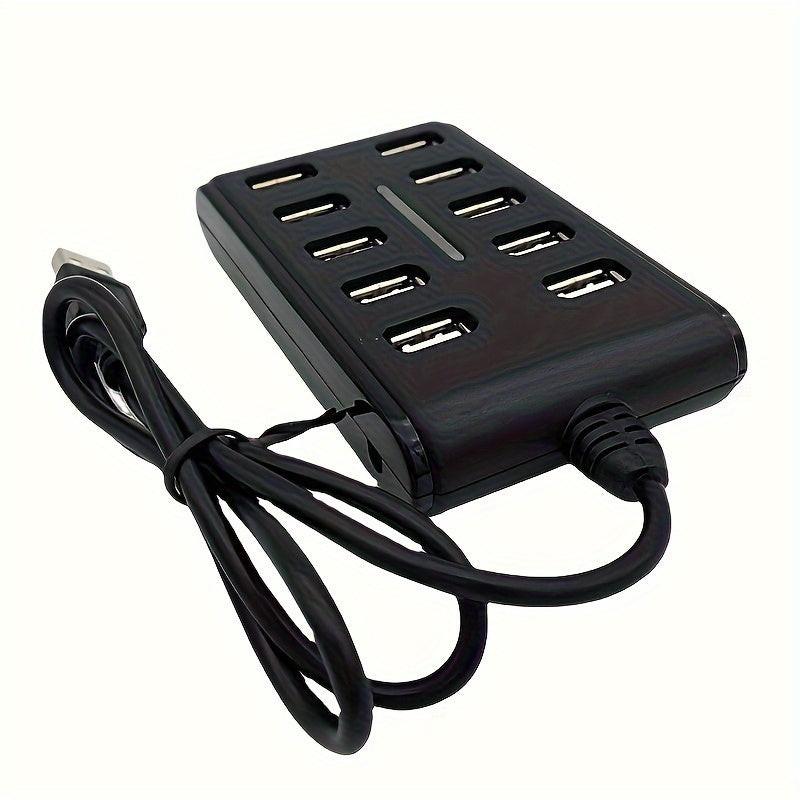 1pc Portable General Purpose Work Home With Switch ABS Plastic Double Row Ten Port USB HUB - Buy online at  Vibe In Cart.