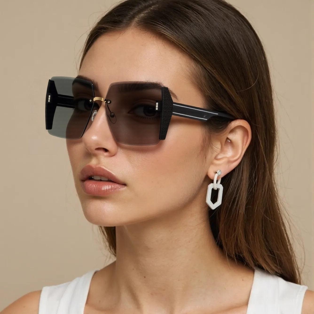 INWEG Trendy Oversized Glasses, Shades for Women, Large Frame Glasses with UV400 Protection for Driving, Beach Activities, And Everyday Fashion, Retro Square Glasses for Women, Trendy Large Frame Glasses - Buy online at  Vibe In Cart.