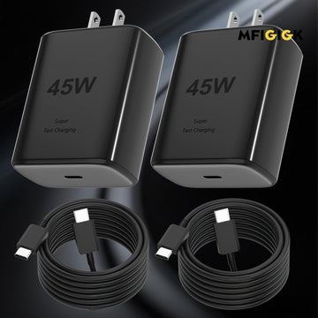 MFIGlGK [Fast Charger] 2 Pack 45W Super Fast Charger Type C | 45 Watt USB-C Wall Charging Block for Samsung S23/ Ultra/ S22/ S21/ S20/ Note10/ 20, iPhone 16/ 15 Pro, Pro Max, Plus with 2x MFIGlGK - Buy online at  Vibe In Cart.