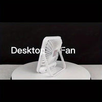 Portable USB Desktop Fan with Battery - Ultra-Quiet 5-Speed Adjustable & 180° Foldable Design, Digital Power Display, Polished Acrylic Finish, Compact for Home, Office, Travel, Air Conditioning, Portable Fan, Home Cooling, M - Buy online at  Vibe In Cart.