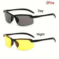 2pcs, Outdoor Driving Glasses (1 Pair Of Daytime Vision+1 Pair Of Nighttime Vision), Enhance Visibility, Anti Glare, Half Frame Design, Comfortable And Safe for Night Driving And Racing Enthusiasts - Buy online at  Vibe In Cart.