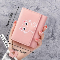Cartoon Cat Print Girl Cute Coin Wallet PU Triple Fold Lady Card Bag Wallet Portable Document Storage Bag Student Coin Wallet Travel Wallet - Buy online at  Vibe In Cart.