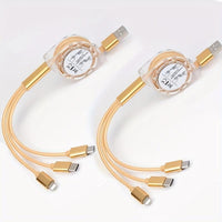 2pcs 3-in-1 Retractable Fast Charging Cables with Lightning, Micro USB, and Type-C Connectors - Multi Charger Cord for iPhone, for iPad, for PS Consoles, Tablets & More - Buy online at  Vibe In Cart.