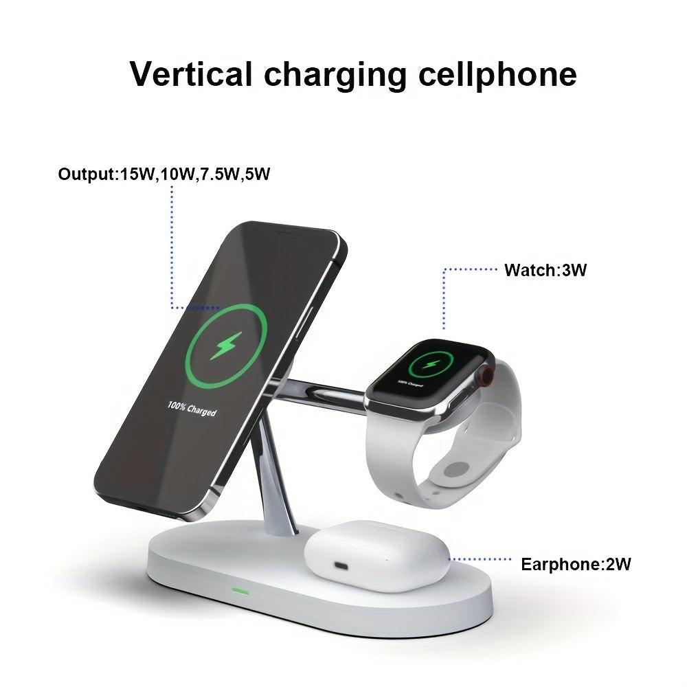 Magnetic 5in 1 Wireless Charger Stand 3 devices at the same time, 15W Qi Fast Charging Dock Station Holder 3 adjustable Light Compatible with iPhone17/16/15/14/13/12 Pro Max Mini, iWatch SE/6/5/4/3/2, AirPods 3/2/Pro iPhone 1 - Buy online at  Vibe In Cart.