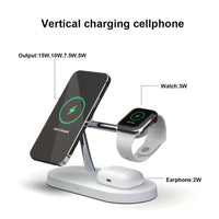 Magnetic 5in 1 Wireless Charger Stand 3 devices at the same time, 15W Qi Fast Charging Dock Station Holder 3 adjustable Light Compatible with iPhone17/16/15/14/13/12 Pro Max Mini, iWatch SE/6/5/4/3/2, AirPods 3/2/Pro iPhone 1 - Buy online at  Vibe In Cart.