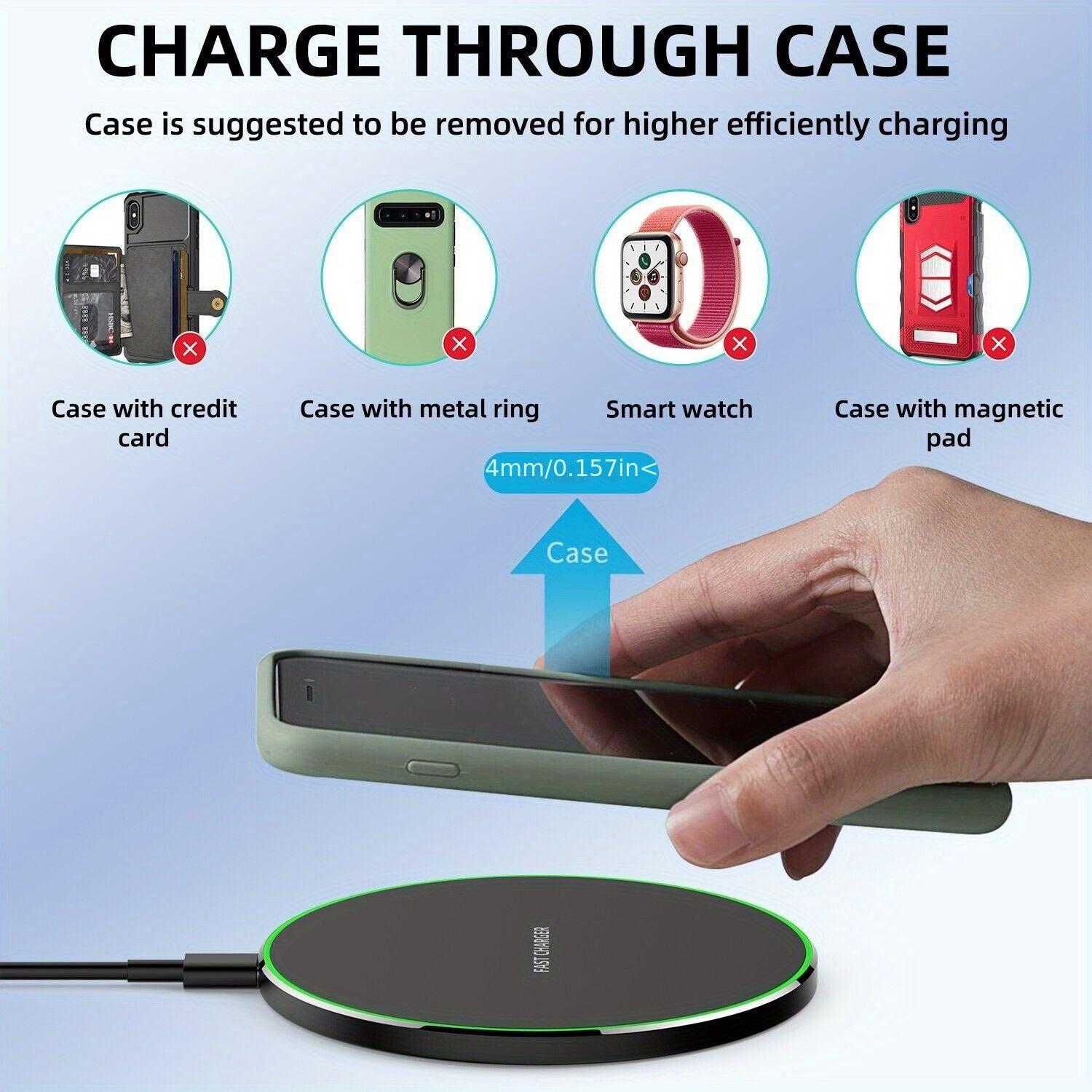 1/2pcs Wireless15W Fast Charger Through Case Lightweight Non-slip Anti-Fingerprint Eficdently Charging Portable Type-C Port - Buy online at  Vibe In Cart.