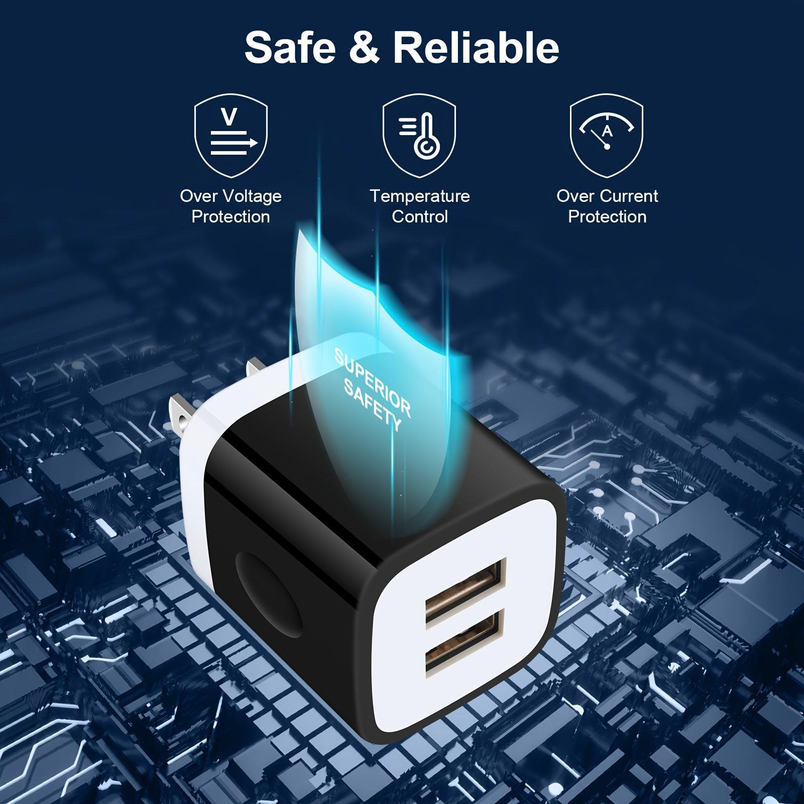 [Fast Charging Plug Box] 1pc USB Wall Charger, Charger Adapter, 2.1A/10W Dual Port Fast Charging Plug Box, Suitable for iPhone 15 14 13 12 11 Pro Max 10 SE X 8 7 Plus Samsung Power Block Fast Charging Box - Buy online at  Vibe In Cart.