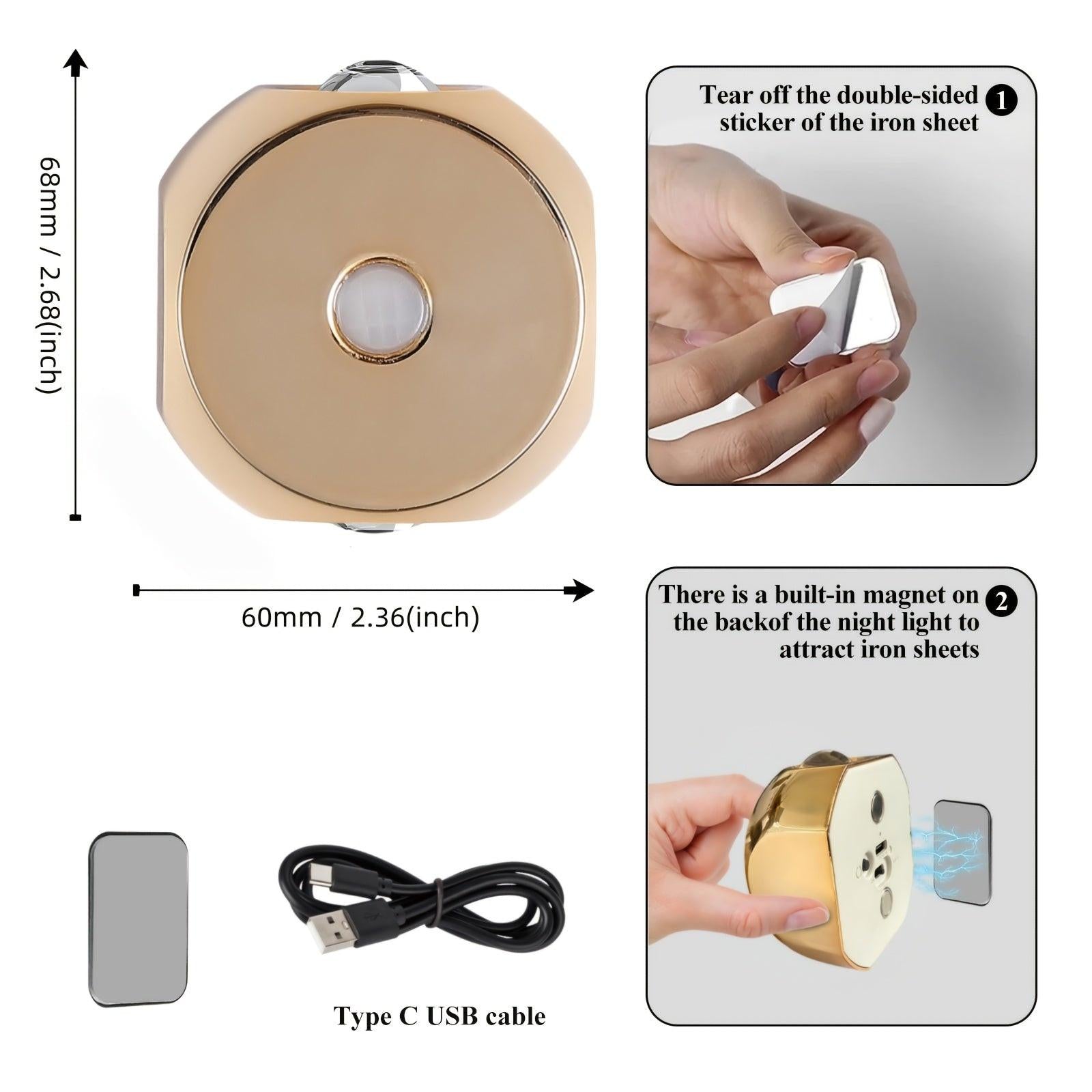 1pc Motion Sensor Light with USB Charging, Two-Way Switch, Adjustable Brightness & Color, Battery-Powered (), Freestanding Wall-Mounted Design for Entryway - Buy online at  Vibe In Cart.