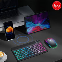 Set of 2 Ultra-Slim Wireless Backlit RGB Keyboard And Mouse, Featuring Dual Mode Connection with BT3.0 And 2.4G, Compatible with Multiple Systems, Ideal for Smartphones, Tablets, And Laptops, a Stylish Gift Option. - Buy online at  Vibe In Cart.