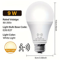 Kasotile Motion Sensor Light Bulbs, Dusk to Dawn LED Light Bulbs Outdoor 9W 6000K Daylight, A19 E26 Base Auto On/Off for Indoor Outdoor Basements, Porch, Courtyards, Garage Pack of 1, Motion Sensor Light Indoor, Motion Sensor - Buy online at  Vibe In Cart.
