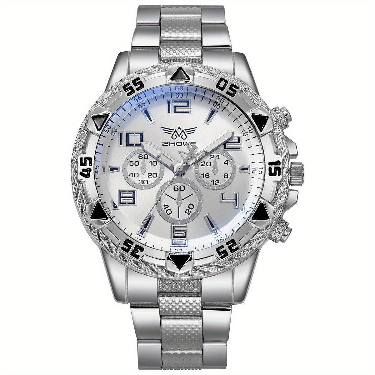 Men's Mechanical Watch With Date And Chronograph Stainless Steel Strap