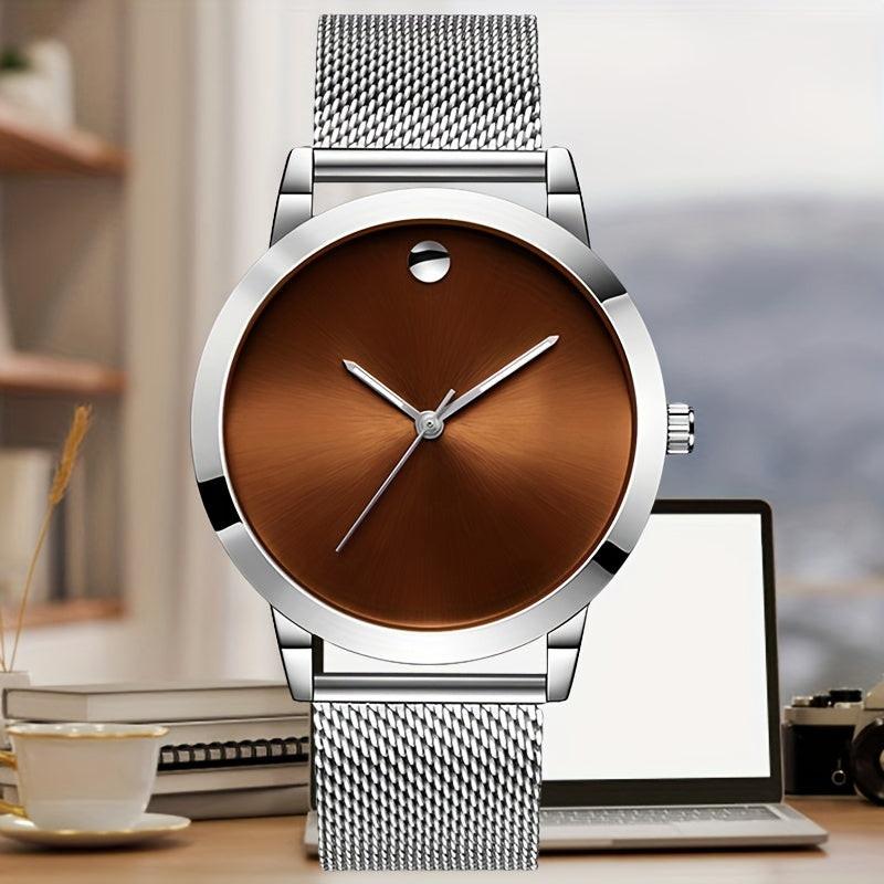 Men' Minimalist Stainless Steel with Analog - Quartz Movement Round Wristwatch Suitable for Casual Attire, Casual & Professional, & Low-Maintenance, Ideal Gift for Men - Buy online at  Vibe In Cart.