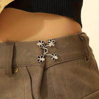 A Pair of Women'S White Floral Metal Fashion Decorative Waist Buttons, Adjustable And Removable, Perfect for Summer to Prevent Wardrobe Malfunctions, Suitable for Casual Wear And Gift Giving. - Buy online at  Vibe In Cart.