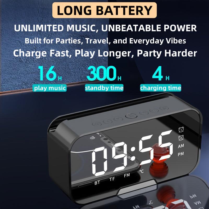 Portable Mini Wireless/FM Radio Speaker with Wireless Microphone, -Mode Mirror/Alarm Clock, Stereo Sound, & Loudspeaker Suitable for, Travel, Parties, Gifts - Buy online at  Vibe In Cart.