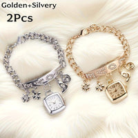 Women'S Bracelet Watch LOVE Quartz Watch Flower Decor Tonneau Dress Watch Ladies Exquisite Casual Watch Anniversay Birthday Christmas New Year Gifts - Buy online at  Vibe In Cart.