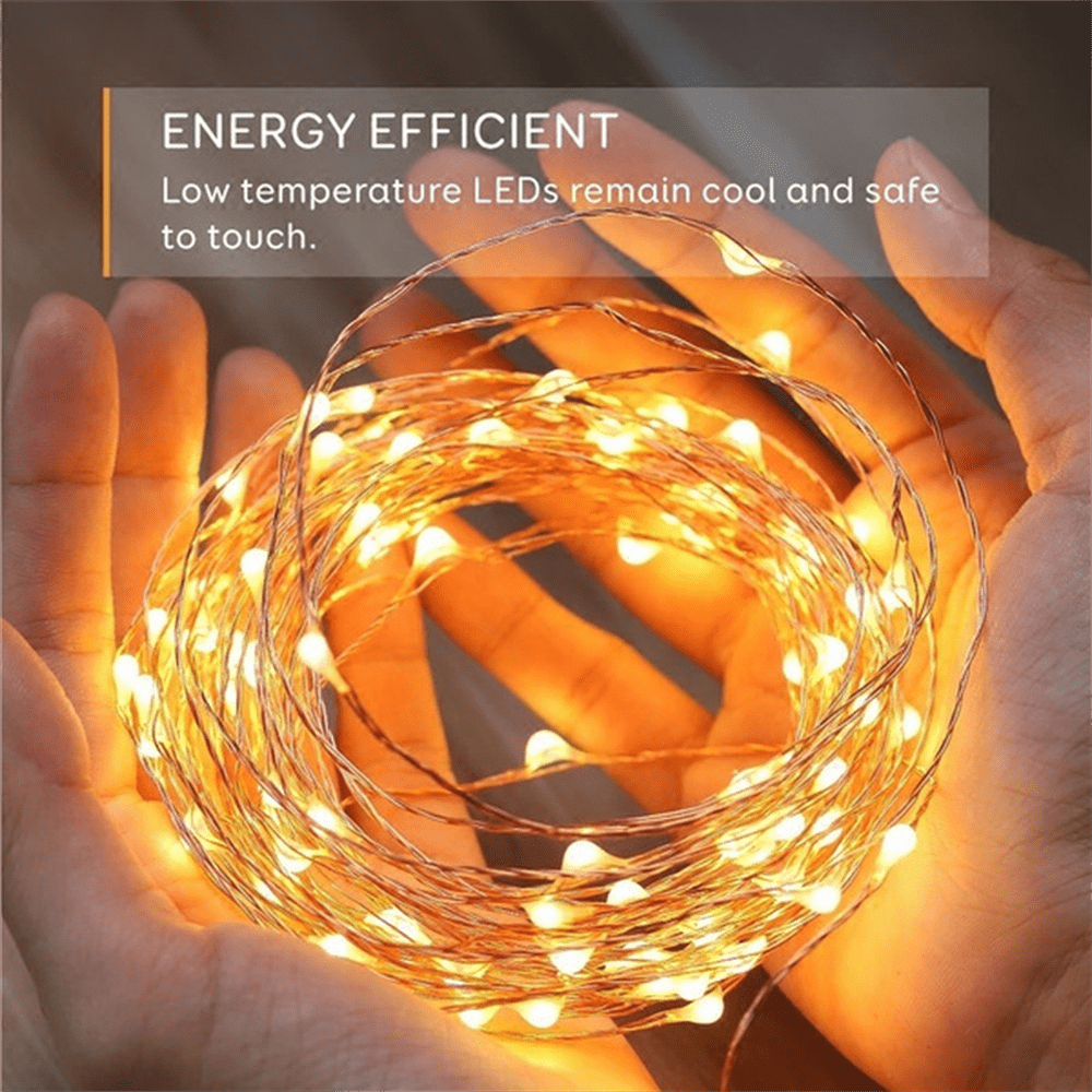 [USB Fairy String Lights] 1pc 20/50/100 LED USB Fairy Lights | Copper Wire String Lights, Warm White Multicolor White | Home, Bedroom, Wedding, Christmas, Holiday, Halloween Decorations - Buy online at  Vibe In Cart.