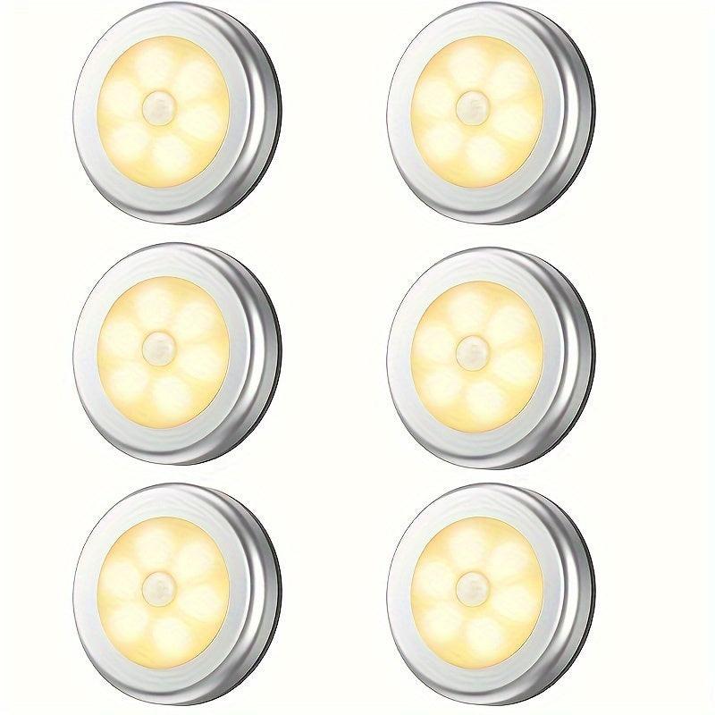 Motion Sensor Puck Lights Available in Sets of 3, 6, 9, Or 12, These Battery-Operated LED Night Lights Are Perfect for Illuminating Stairs, Closets, And Under Cabinets. They Can Be Easily Stuck Anywhere in Your Home, Kitchen, - Buy online at  Vibe In Cart.