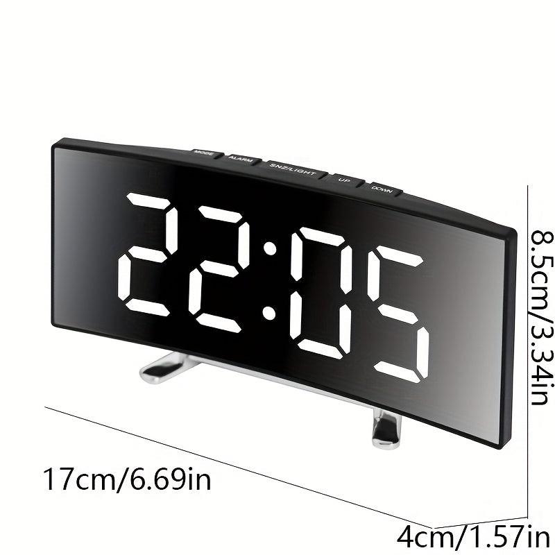 Creative LED Curved Screen Mirror Alarm Clock, Multifunctional Silent Smart Desktop Clock, Christmas Valentine's Day New Year Holiday Gift, 1 pc - Buy online at  Vibe In Cart.