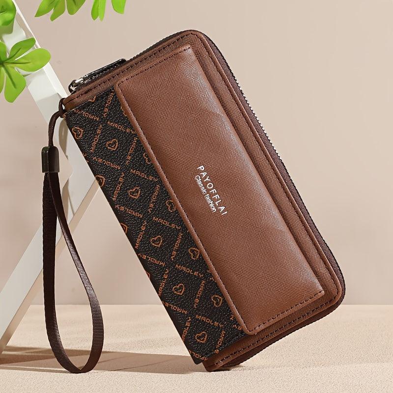 Classic PU Women'S Wallet, Long, Color-Block, Double-Layer Design, Zipper Closure, Zip Pocket, Photo Separation Layer, Nylon Lining, Continental Form Factor, with Positioning Printing for Women - Buy online at  Vibe In Cart.