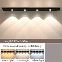 3 Color Dimmable Easy to Install USB Rechargeable Motion Sensor LED Strip Light - Wireless Plastic Lamp with Sunset Pattern for Kitchen, Wardrobe, Cabinet, Bedroom - Ceiling Mount, Lithium Battery Powered - Buy online at  Vibe In Cart.