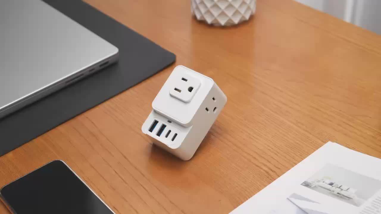 Portable Multifunction 7-in-1 Multi-Plug Outlet Extender with 3 Wide AC Outlets, 2 USB-A Ports and 2 USB-C Ports, Compact Power Strip Outlet Extender for Travel Home Office Dorm Essentials - Buy online at  Vibe In Cart.