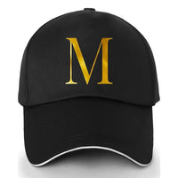 Unisex Polyester Baseball Cap | Adjustable Fit | Lightweight, Breathable & Quick-Dry | Golden Letter Print Embroidery 'M' or 'A' | Ideal for Outdoor Sports and Travel | Stylish Hip-Hop Dad Hat, Casual Wear Hat | Hiphop Style - Buy online at  Vibe In Cart.