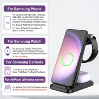 3in 1 Wireless Charger for Samsung, Fast Wireless Charging Station Stand Dock for Galaxy Ultra/S24/S24+/S23/S23+/S22/S21/S20/S20+/S10/S9/S9 Plus/S8/Note 20/10/9/8, for Galaxy Watch 7/6/6 Classic/5/5 Pro/4/3/2/Active, for Gala - Buy online at  Vibe In Cart.