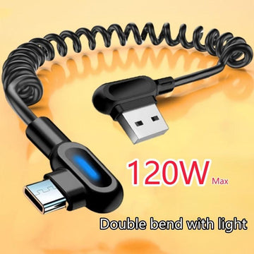 [120W Fast Car Charger] 120W Max Fast Charging Coiled Type-C Car Charger Cable | 90° Elbow Design for Smartphones & Tablets | YXQXYTW - Buy online at  Vibe In Cart.