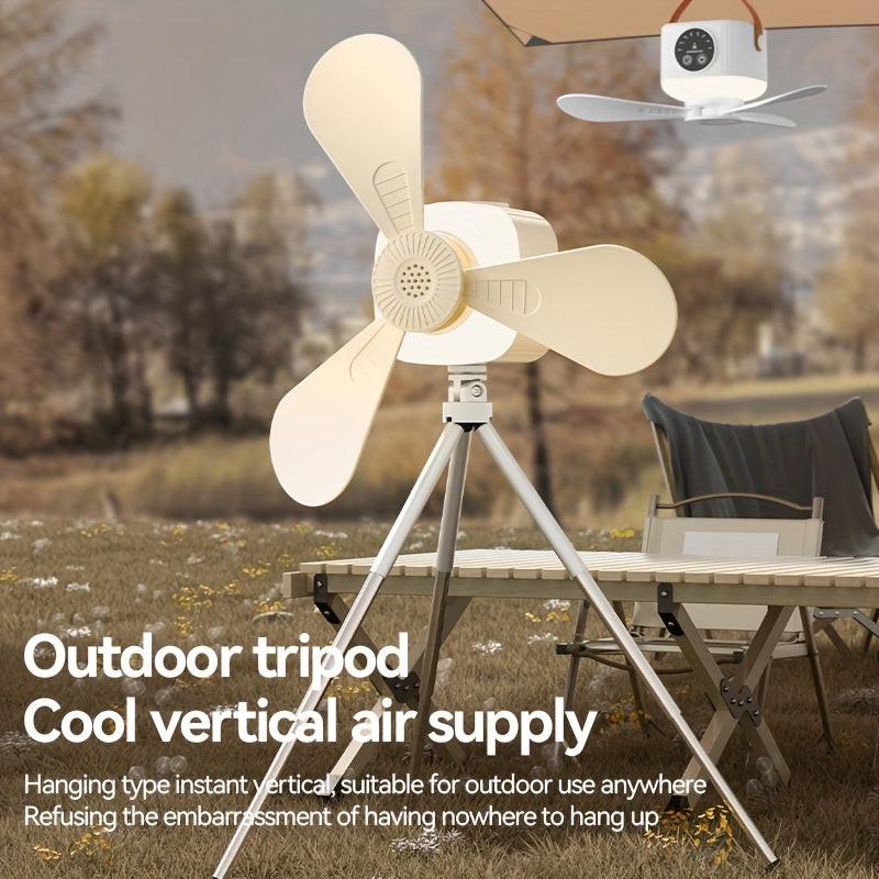 Portable Camping Fan with Light, Free Hook & Optional Tripod | Quiet USB Rechargeable Fan with Remote, Adjustable Speed & Brightness | Long Life, Outdoor Tent Fan for Bedroom, Dorm, Travel - Buy online at  Vibe In Cart.
