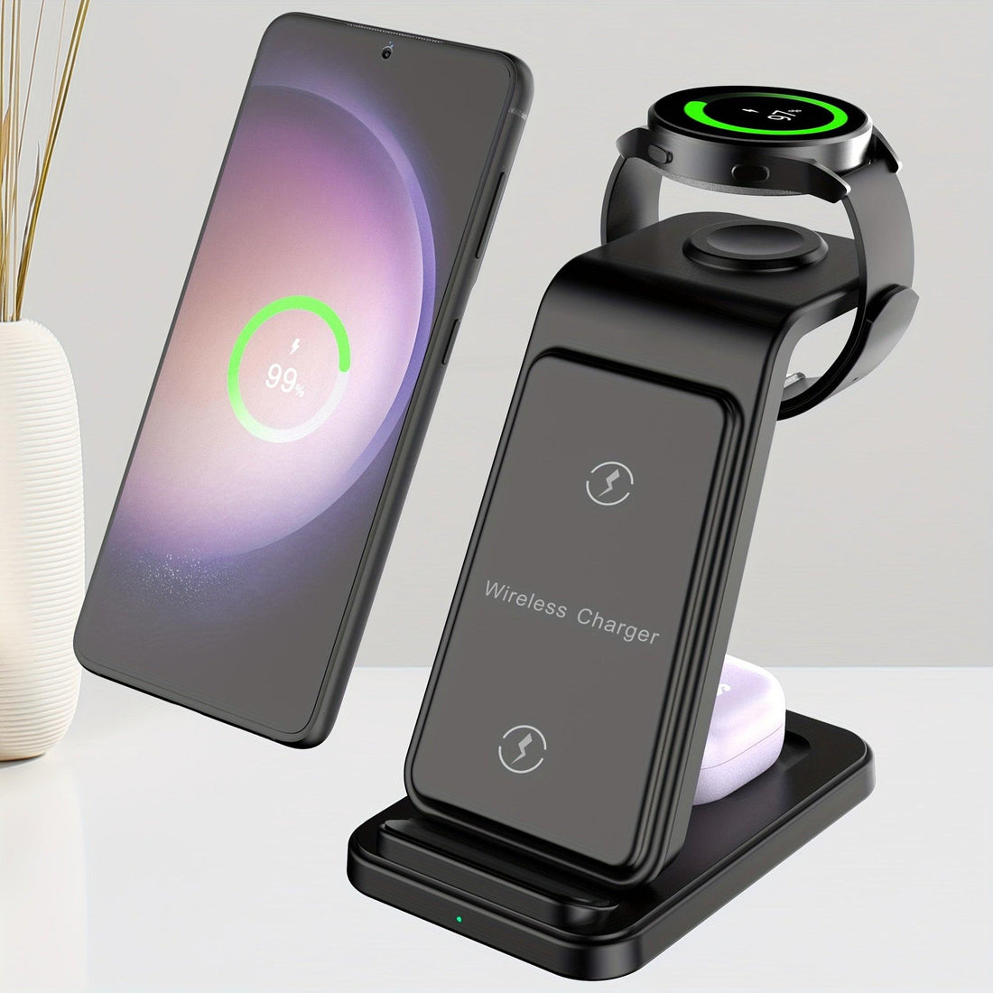 3in 1 Wireless Charger for Samsung, Fast Wireless Charging Station Stand Dock for Galaxy Ultra/S24/S24+/S23/S23+/S22/S21/S20/S20+/S10/S9/S9 Plus/S8/Note 20/10/9/8, for Galaxy Watch 7/6/6 Classic/5/5 Pro/4/3/2/Active, for Gala - Buy online at  Vibe In Cart.