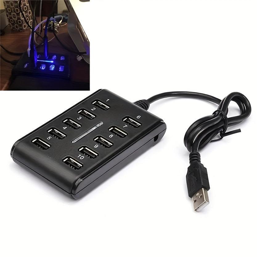 1pc Portable General Purpose Work Home With Switch ABS Plastic Double Row Ten Port USB HUB - Buy online at  Vibe In Cart.