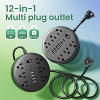 1pc 12-in-1 Multi-functional Power Socket With Surge Protector, 6 AC Outlets, 4 USB Outlets And 2 Type-c Ports. Wall-mountable Power Extension. Portable And Compact Design. Suitable For Home, Office And School. In White And B - Buy online at  Vibe In Cart.