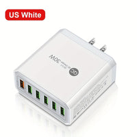 6-Port USB 30W QC3.0 Fast Charging Adapter for Mobile Phones, US Plug Quick Charge Adapter, Portable Travel Wall Charger - Buy online at  Vibe In Cart.