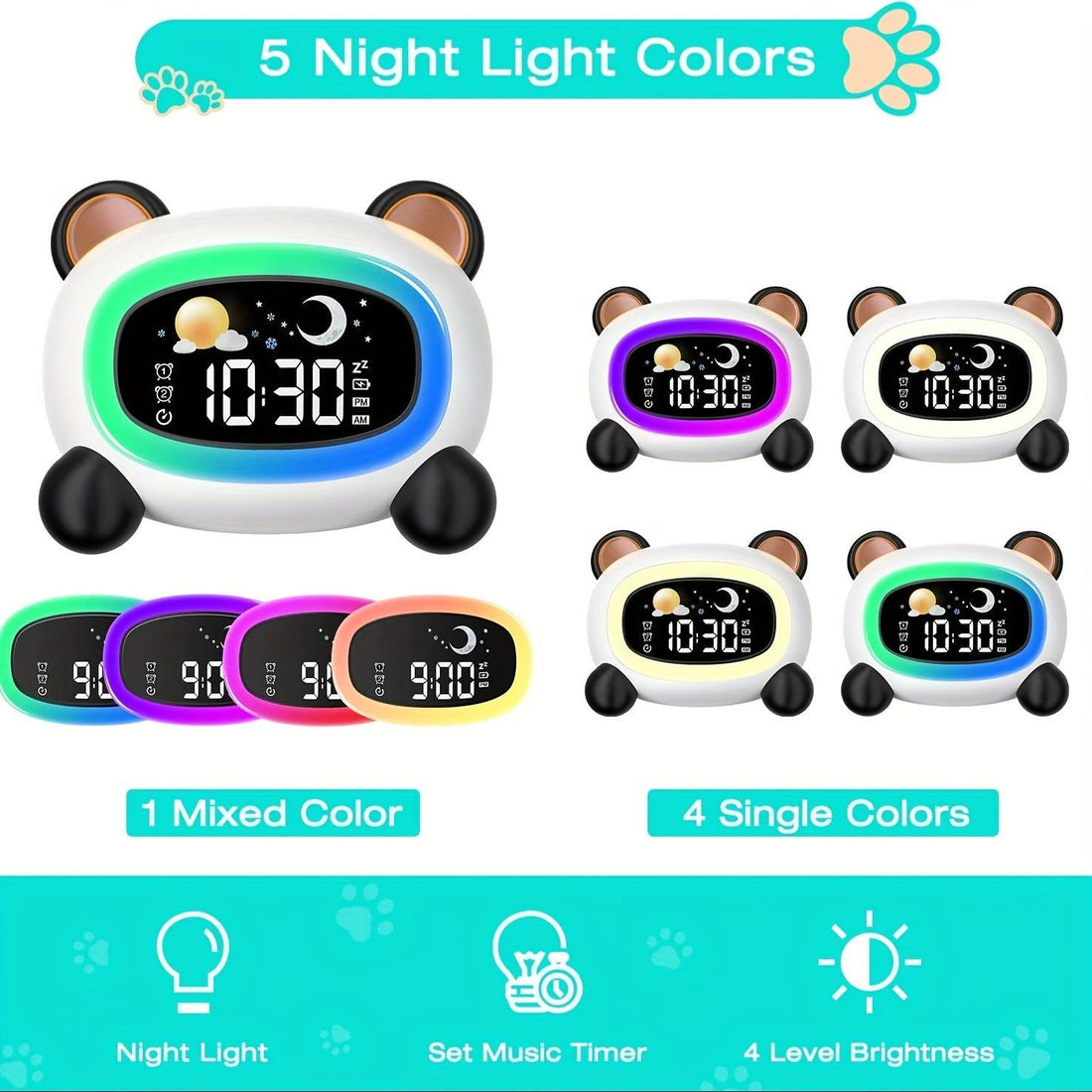[Sleep Trainer Clock] Sleep Trainer Clock | Wake & 7 Sounds - Bedtime Training Alarm, Night, Volume, 12/24, Voice Sensing (ABS Bedtime Aid) - Buy online at  Vibe In Cart.
