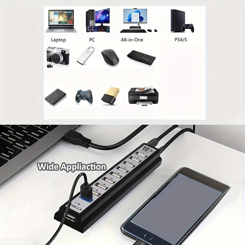 10-Port USB Hub Compatible for PS5/PS4/Xbox/PC/Mac - USB- External USB Adapter with 10 Individual Ports, USB- (No External Power Required), Fast Charging & Data Transfer, Compatible with USB Devices (Laptops, Keyboards, Mice) - Buy online at  Vibe In Cart.