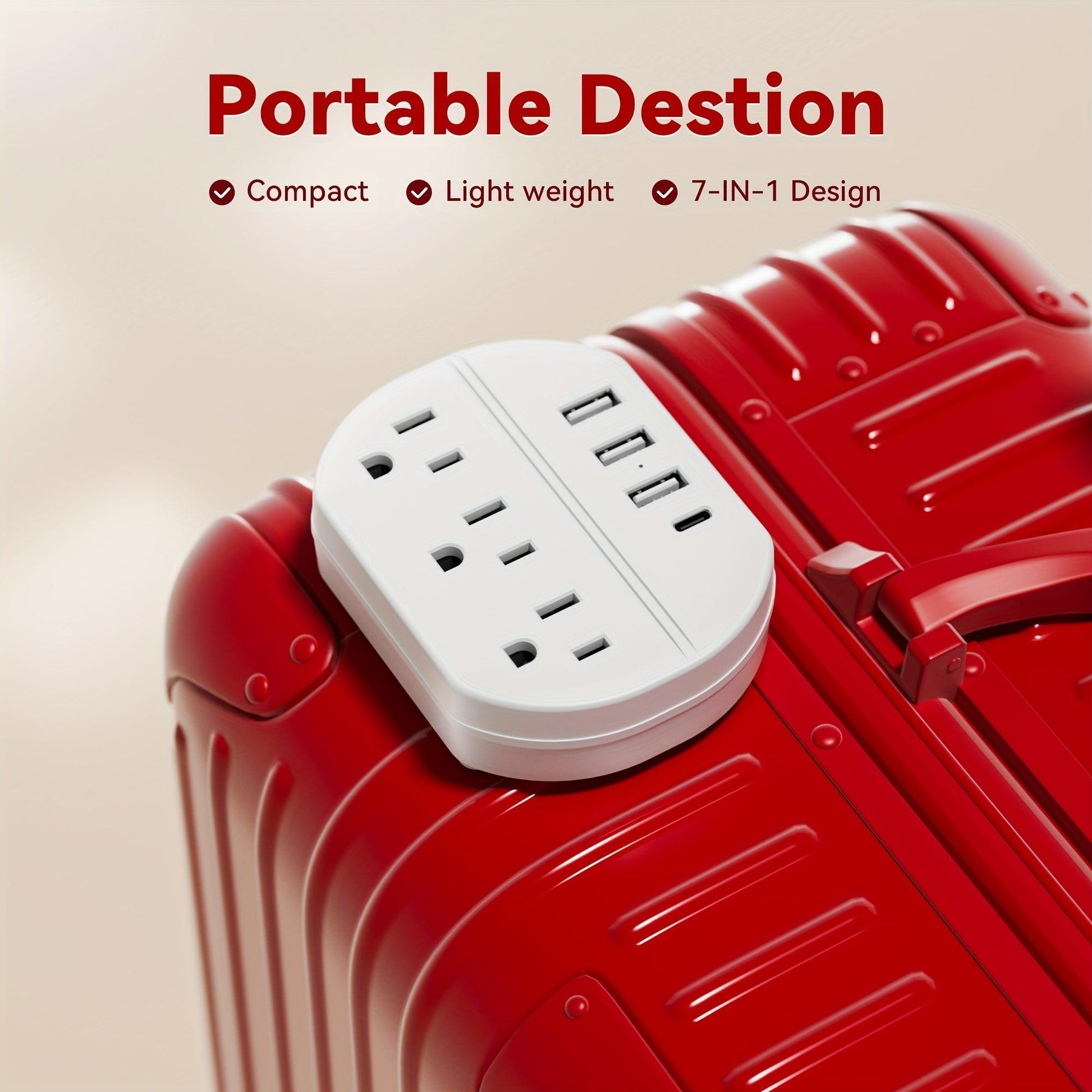 7-in-1 Power Strip with USB Port | 3 USB-A Ports, 1 USB-C Port, 3 AC Sockets, Easy to Carry, Suitable for Home, Office, Travel | White and Black - Buy online at  Vibe In Cart.