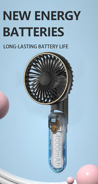 NEW USB charging foldable handheld small fan, can hang neck and desktop, can be handheld, detachable and clean, digital display, five speed adjustment, with power bank function, 4000mAh outdoor small fan - Buy online at  Vibe In Cart.