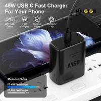 MFIGlGK [Fast Charger] 2 Pack 45W Super Fast Charger Type C | 45 Watt USB-C Wall Charging Block for Samsung S23/ Ultra/ S22/ S21/ S20/ Note10/ 20, iPhone 16/ 15 Pro, Pro Max, Plus with 2x MFIGlGK - Buy online at  Vibe In Cart.