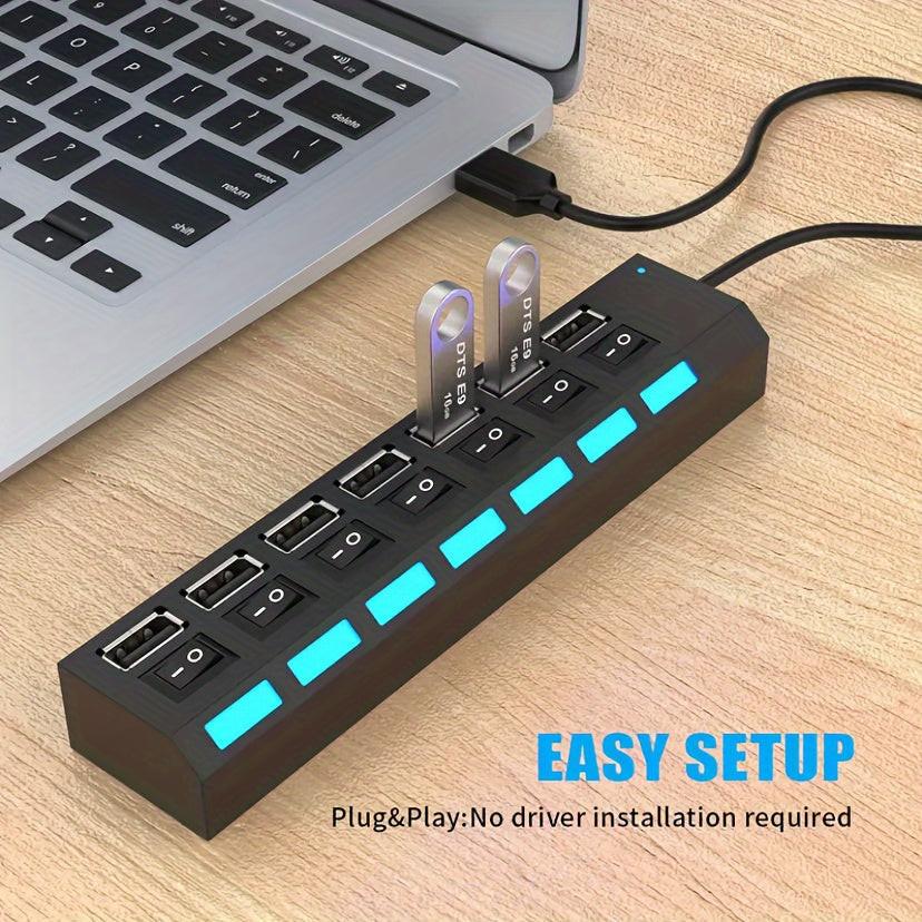 2pcs/1pc High-Speed 4/7 Port USB Splitter Hub, USB 2.0 Hub with Power Supply, Multi-Port Switch Hub Extension Dock, 11.81 Inch Cable - Buy online at  Vibe In Cart.