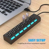 2pcs/1pc High-Speed 4/7 Port USB Splitter Hub, USB 2.0 Hub with Power Supply, Multi-Port Switch Hub Extension Dock, 11.81 Inch Cable - Buy online at  Vibe In Cart.