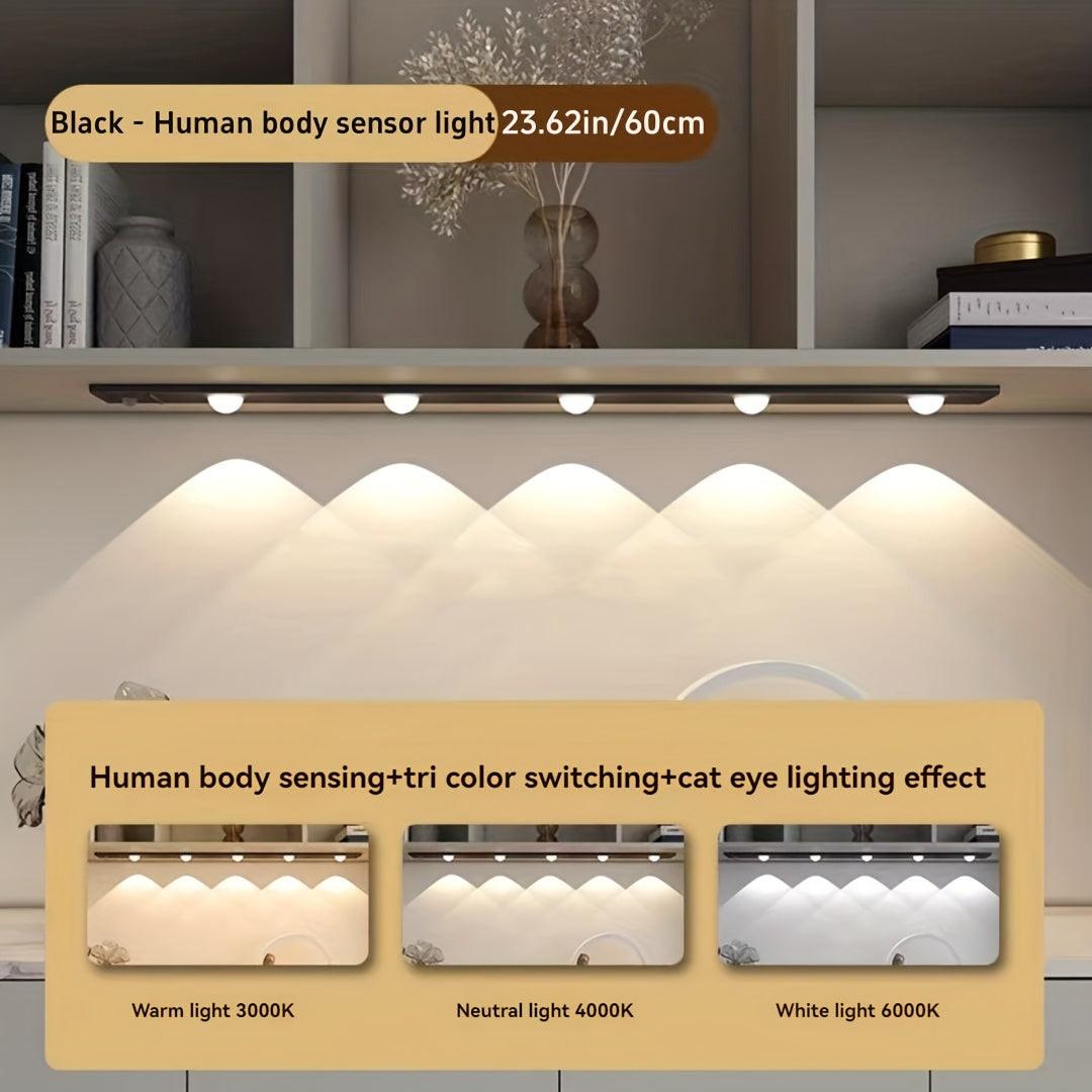 Human Body Sensing Light, Motion Sensor Light, Strip Light, Night Light, USB Rechargeable, Dimmable, Three-Color LED Light, Magnetic, Wireless, Suitable for Kitchen, Wardrobe, Cabinet, Shoe Cabinet, Bedroom, And Cat Eye Small - Buy online at  Vibe In Cart.