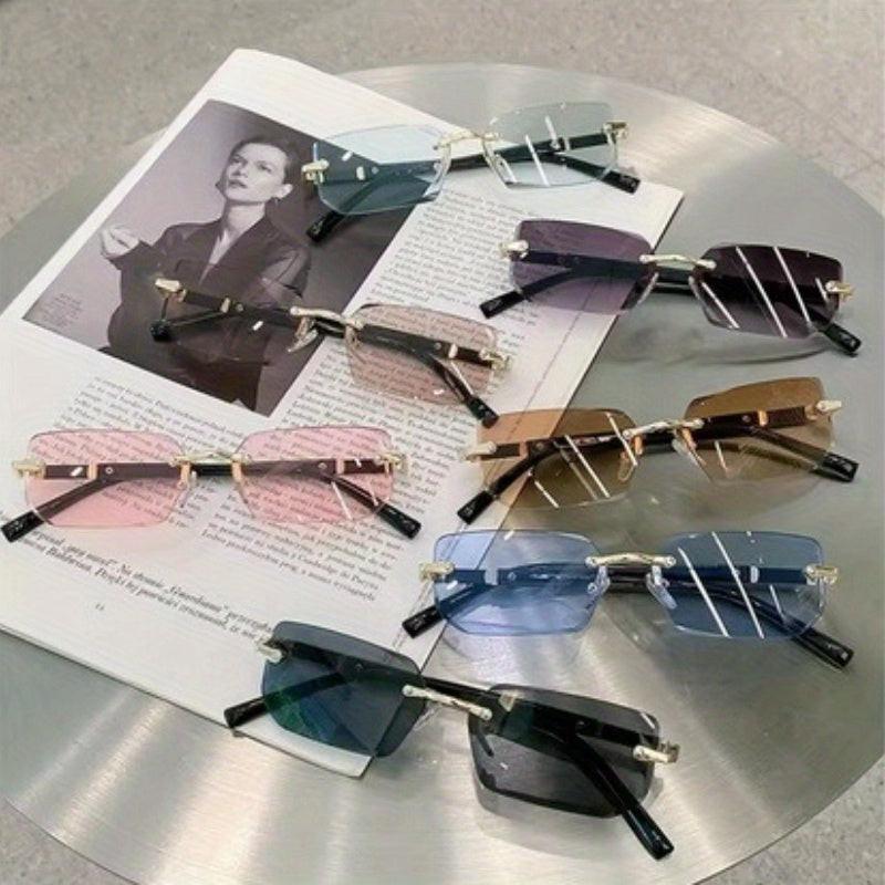 1pc Trendy Rimless Y2K Glasses for Women Men Punk Frameless Rectangle Glasses Retro Gradient Shades Driving Travel UV400 Eyewear The Perfect Gift - Buy online at  Vibe In Cart.